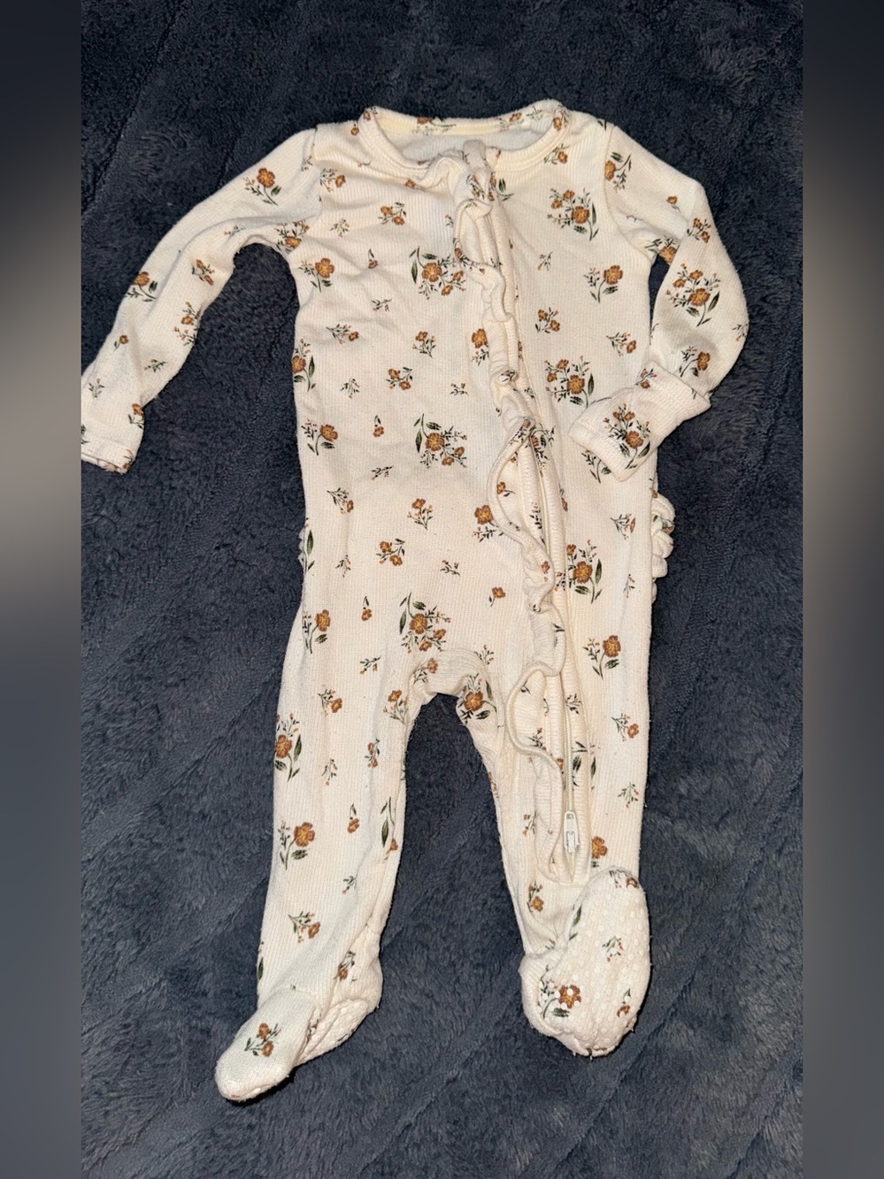 angel dear flowered ribbed super soft footies